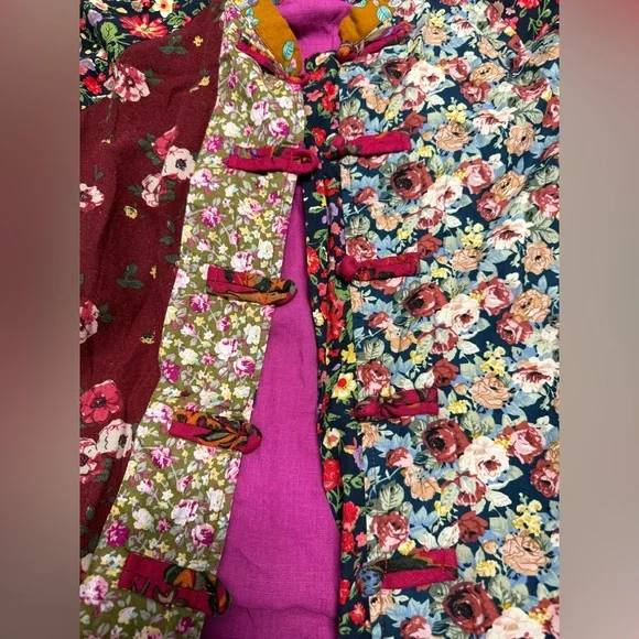Luan Zai Jiang Nan women’s Floral Patchwork overcoat Asian housecoat Sz Med - Picture 8 of 9